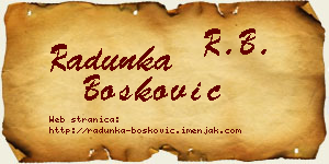 Radunka Bošković vizit kartica
